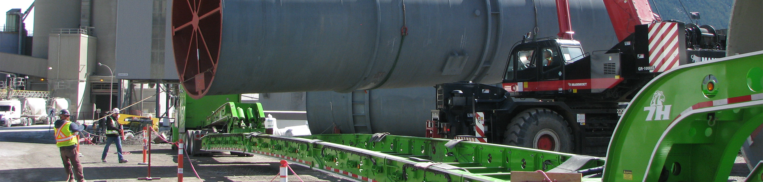 Specialized project equipment being loaded onto Seven Horses modular heavy haul trailer